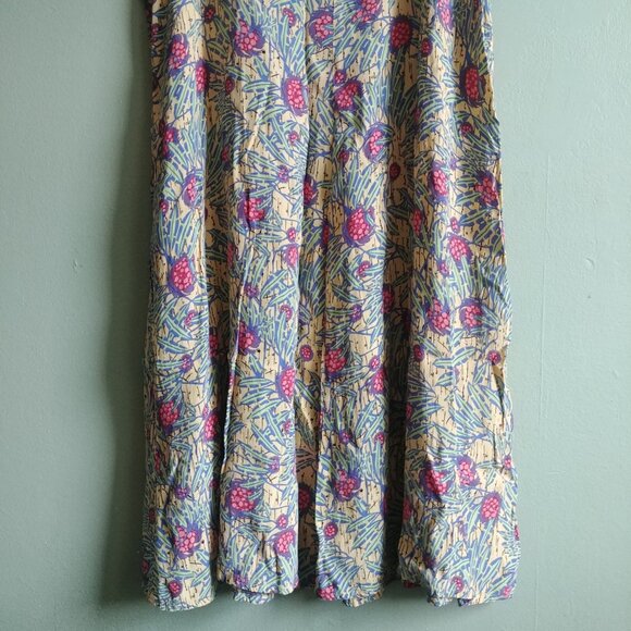 Flax Large yellow sleeveless dress with pink and green - Picture 9 of 12